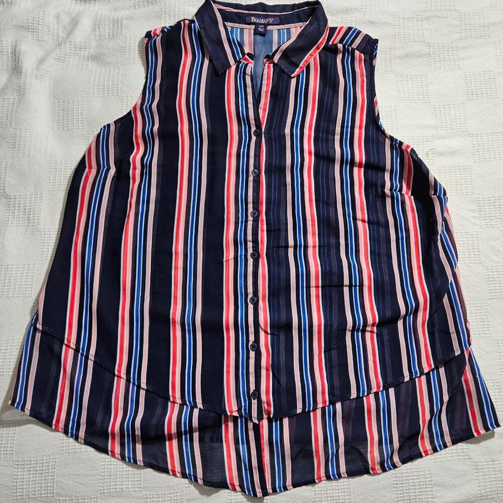 Roamans Sleeveless Buttondown Top Size 22W gently pre-owned condition